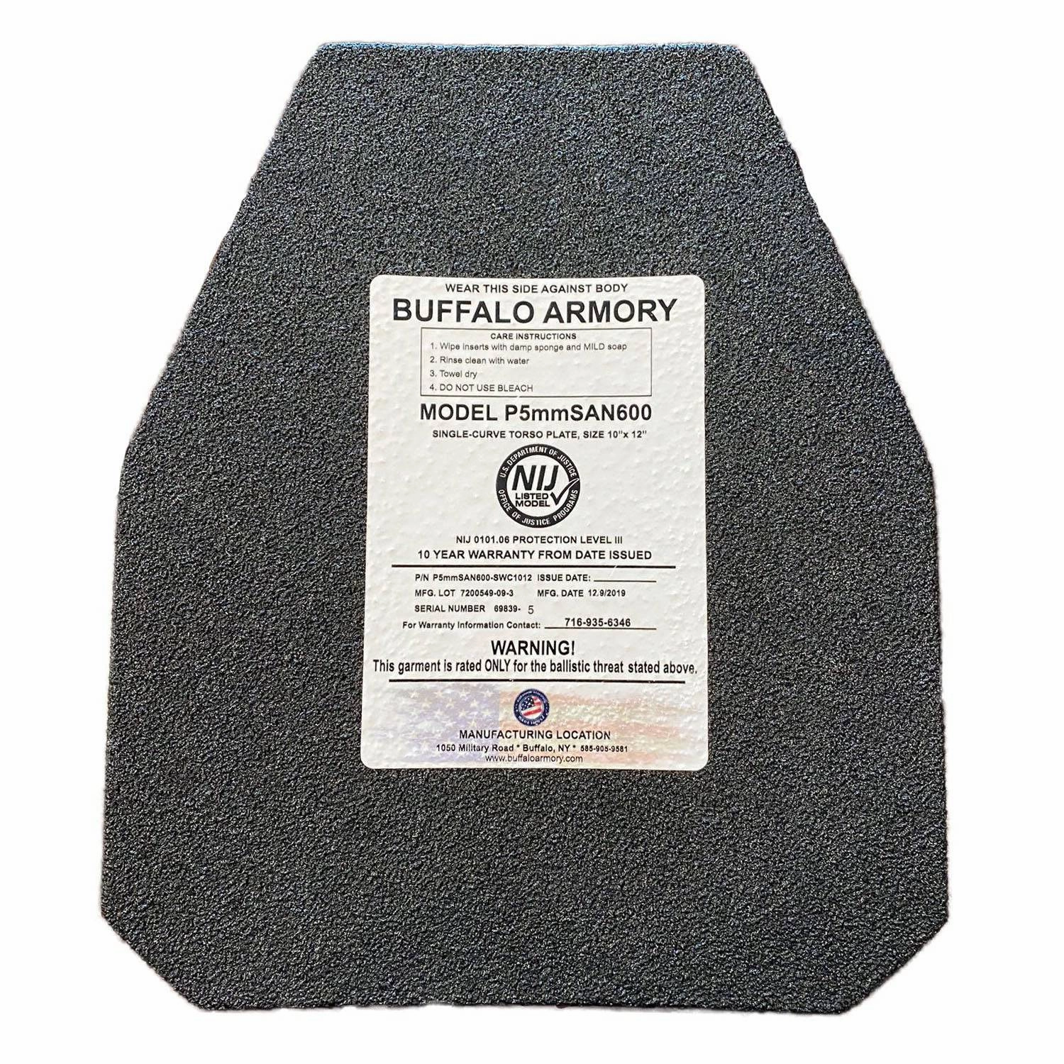Buffalo Armory  Level III   Steel Armor Plate