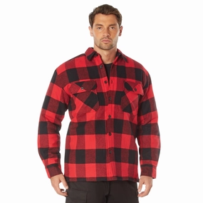 Buffalo Plaid Quilted Lined Jacket - Red