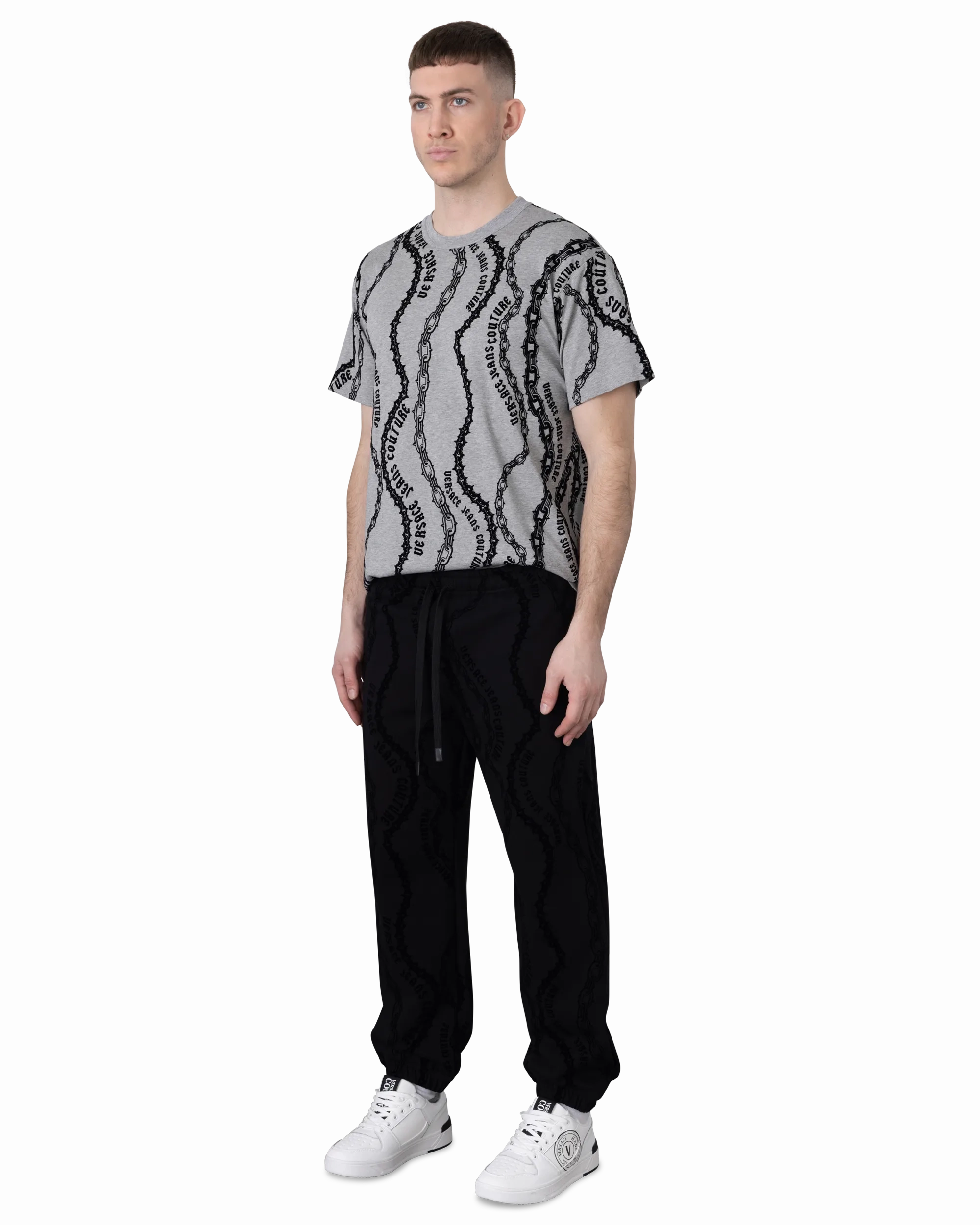 Chain Print Logo Drawstring Sweatpants