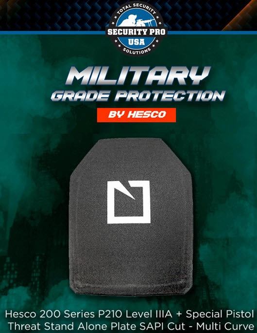 Hesco 200 Series P210 Level IIIA   Special Pistol Threat Stand Alone Plate SAPI Cut - Multi Curve (SOLD INDIVIDUALLY)