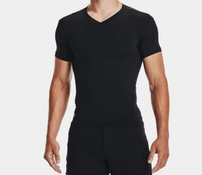 UNDER ARMOUR TACTICAL HEATGEAR COMPRESSION MENS V-NECK SHORT SLEEVE T-SHIRT-Extra Large-Black