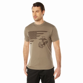 USMC Eagle. Globe. & Anchor Moisture Wicking T-Shirt - AR 670-1 Coyote Brown
