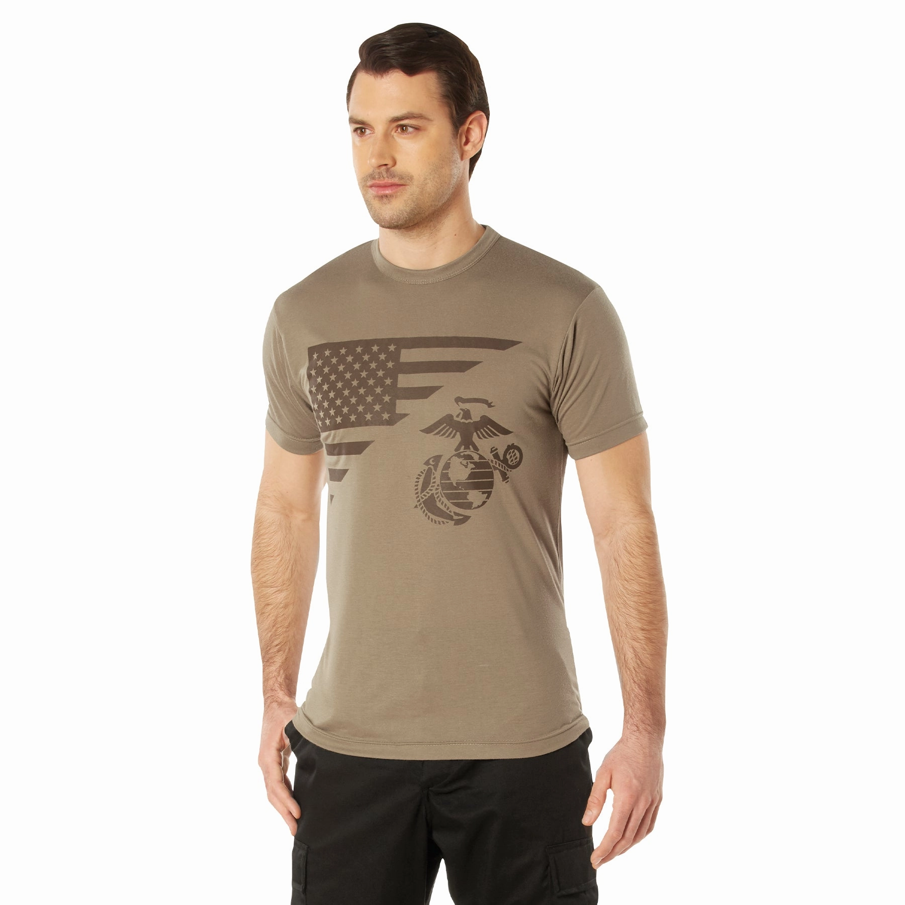 USMC Eagle. Globe. & Anchor Moisture Wicking T-Shirt - AR 670-1 Coyote Brown